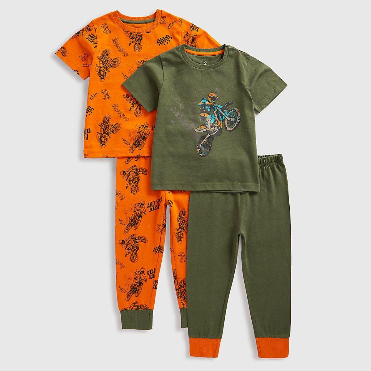 Mothercare Boy Short Sleeve And Long Leg Motor Bike Pyjamas - 2 Pack ...