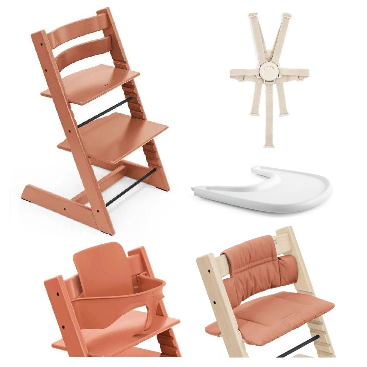 Stokke Tripp Trapp Chair Terracotta with Babyset, Tray and Harness