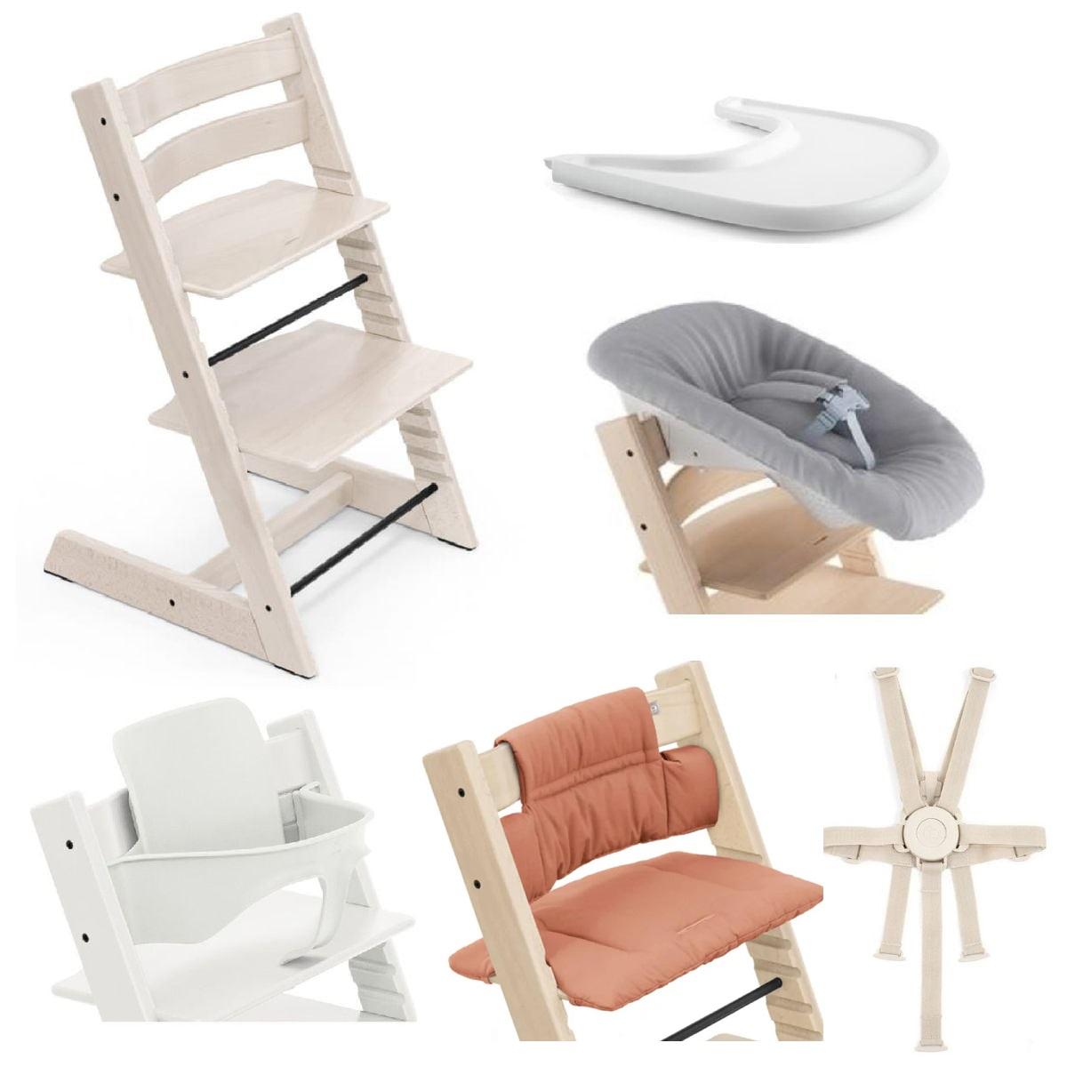 Stokke Tripp Trapp Chair Whitewash with Babyset, Tray, Harness and